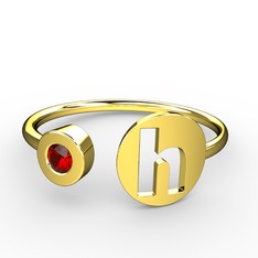 h Harfli Taşlı Yüzük - Garnet 8 ayar altın yüzük #1t90d98