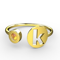 k Harfli Taşlı Yüzük - Sitrin 8 ayar altın yüzük #1dmm5tu