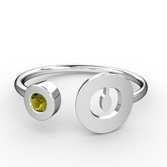 Peridot 8 ayar beyaz altın yüzük