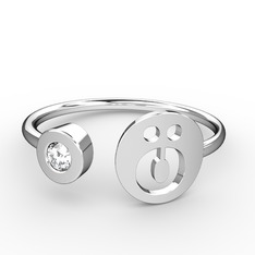 ö Harfli Taşlı Yüzük - Swarovski 925 ayar gümüş yüzük #lbiwp3