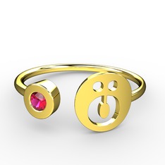 ö Harfli Taşlı Yüzük - Rodolit garnet 18 ayar altın yüzük #sydynn