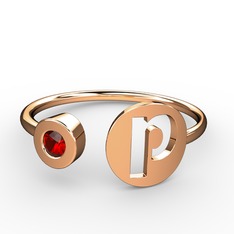 Garnet 925 ayar rose altın kaplama gümüş yüzük