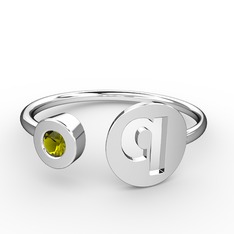Peridot 14 ayar beyaz altın yüzük