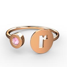 Pembe kuvars 14 ayar rose altın yüzük