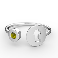 t Harfli Taşlı Yüzük - Peridot 925 ayar gümüş yüzük #1vc5w6d
