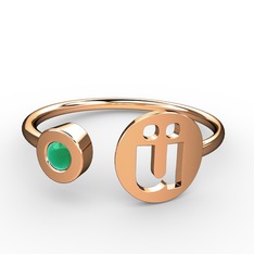 ü Harfli Taşlı Yüzük - Kök zümrüt 18 ayar rose altın yüzük #1o7sqgh