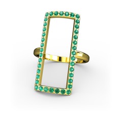 Elva Dikdörtgen Yüzük - Yeşil kuvars 925 ayar altın kaplama gümüş yüzük #1rz9xyt