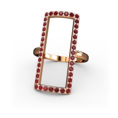 Elva Dikdörtgen Yüzük - Garnet 14 ayar rose altın yüzük #ksxhs