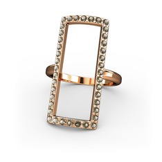 Elva Dikdörtgen Yüzük - Dumanlı kuvars 18 ayar rose altın yüzük #n5u2va