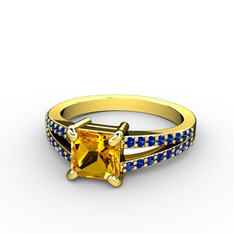 Mida Tektaş Yüzük - Sitrin ve lab safir 8 ayar altın yüzük #17891ux