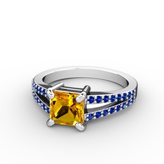 Mida Tektaş Yüzük - Sitrin ve lab safir 925 ayar gümüş yüzük #17gigts