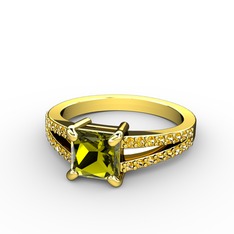 Peridot ve sitrin 18 ayar altın yüzük