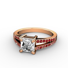 Mida Tektaş Yüzük - Swarovski ve garnet 925 ayar rose altın kaplama gümüş yüzük #18jvd2n