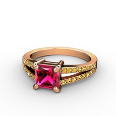 Rodolit garnet ve sitrin 925 ayar rose altın kaplama gümüş yüzük