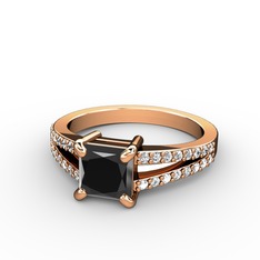 Mida Tektaş Yüzük - Siyah zirkon ve swarovski 925 ayar rose altın kaplama gümüş yüzük #1a9z95g