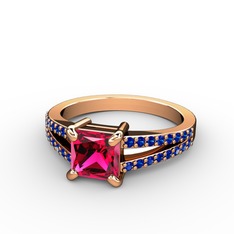 Mida Tektaş Yüzük - Rodolit garnet ve lab safir 8 ayar rose altın yüzük #1didri7