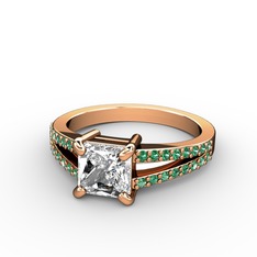 Mida Tektaş Yüzük - Swarovski ve yeşil kuvars 8 ayar rose altın yüzük #1dolfjc