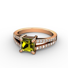 Mida Tektaş Yüzük - Peridot ve swarovski 18 ayar rose altın yüzük #1hr4vcq