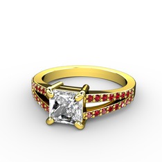 Swarovski ve garnet 14 ayar altın yüzük