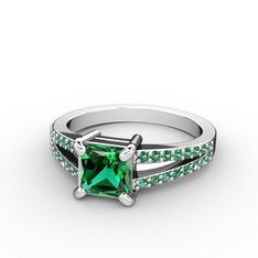 Mida Tektaş Yüzük - Yeşil kuvars 18 ayar beyaz altın yüzük #1nrwc9g