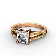 Swarovski ve sitrin 18 ayar rose altın yüzük