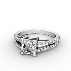 Mida Tektaş Yüzük - Swarovski ve pırlanta 925 ayar gümüş yüzük (0.352 karat) #1sl4vh8