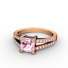 Mida Tektaş Yüzük - Pembe kuvars 8 ayar rose altın yüzük #1veh4e6