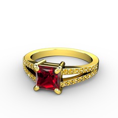 Garnet ve sitrin 18 ayar altın yüzük
