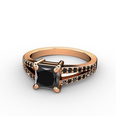 Mida Tektaş Yüzük - Siyah zirkon 18 ayar rose altın yüzük #59nl4d