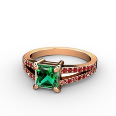 Yeşil kuvars ve garnet 18 ayar rose altın yüzük