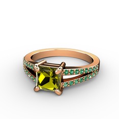 Peridot ve yeşil kuvars 18 ayar rose altın yüzük