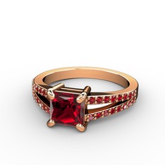 Mida Tektaş Yüzük - Garnet 8 ayar rose altın yüzük #8mxye4