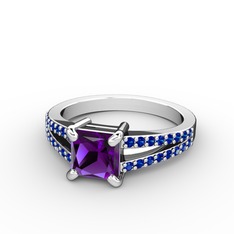 Ametist ve lab safir 925 ayar gümüş yüzük