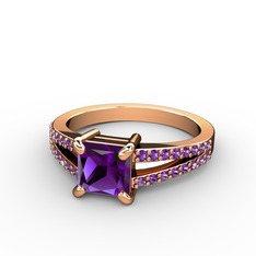 Mida Tektaş Yüzük - Ametist 18 ayar rose altın yüzük #don406