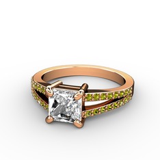 Mida Tektaş Yüzük - Pırlanta ve peridot 8 ayar rose altın yüzük (1.24 karat) #dpzic1