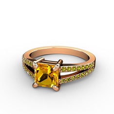Mida Tektaş Yüzük - Sitrin ve peridot 18 ayar rose altın yüzük #erw0im