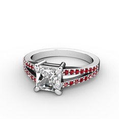 Mida Tektaş Yüzük - Swarovski ve garnet 8 ayar beyaz altın yüzük #hgw7rg