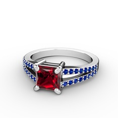 Garnet ve lab safir 925 ayar gümüş yüzük