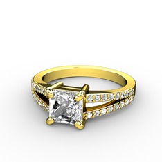 Mida Tektaş Yüzük - Swarovski ve pırlanta 18 ayar altın yüzük (0.352 karat) #j8xyny