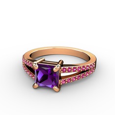 Ametist ve rodolit garnet 8 ayar rose altın yüzük