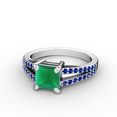 Mida Tektaş Yüzük - Kök zümrüt ve lab safir 14 ayar beyaz altın yüzük #nejkko