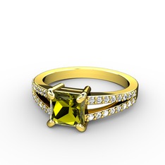 Peridot ve swarovski 14 ayar altın yüzük