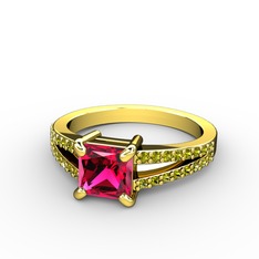 Rodolit garnet ve peridot 18 ayar altın yüzük
