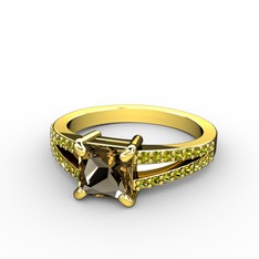 Mida Tektaş Yüzük - Dumanlı kuvars ve peridot 18 ayar altın yüzük #wnbf0r