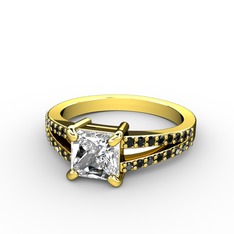 Mida Tektaş Yüzük - Swarovski ve siyah zirkon 925 ayar altın kaplama gümüş yüzük #yel3ul