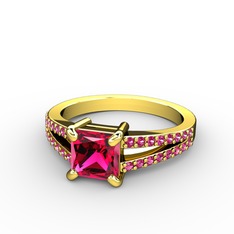 Rodolit garnet 18 ayar altın yüzük