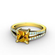Mida Tektaş Yüzük - Sitrin ve akuamarin 18 ayar altın yüzük #yymjlr