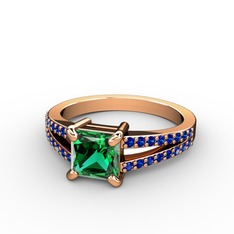 Mida Tektaş Yüzük - Yeşil kuvars ve lab safir 8 ayar rose altın yüzük #z5el41