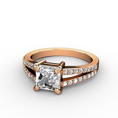 Mida Tektaş Yüzük - Swarovski ve beyaz zirkon 925 ayar rose altın kaplama gümüş yüzük #ziafsh