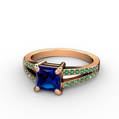 Mida Tektaş Yüzük - Lab safir ve yeşil kuvars 14 ayar rose altın yüzük #zpn1bl